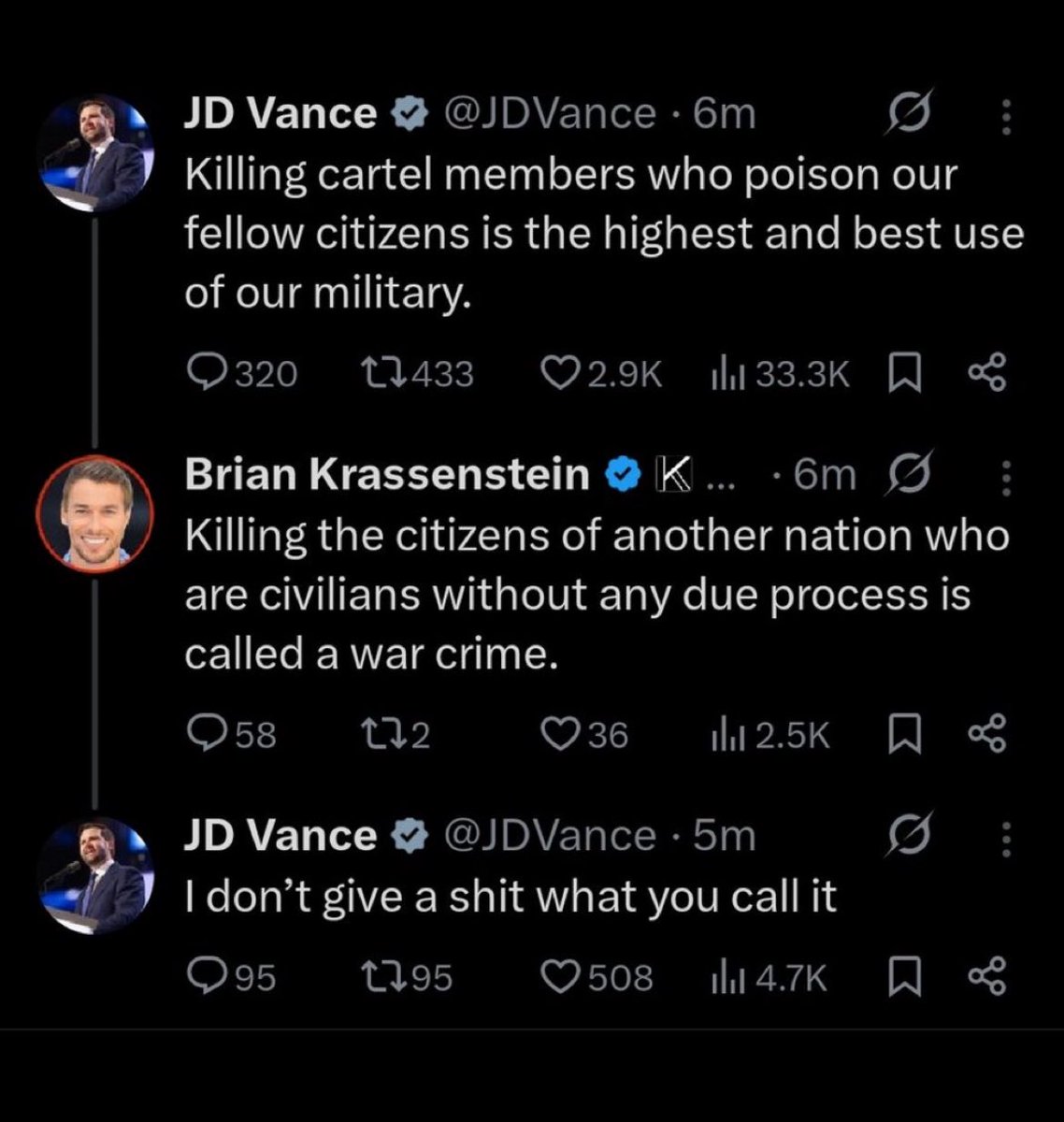 JD Vance is going scorched earth. 🔥

Who do democrats always side with violent criminals &amp; cartels? 🤔
