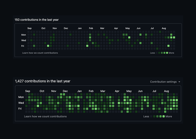 public vs private github contributions 👀