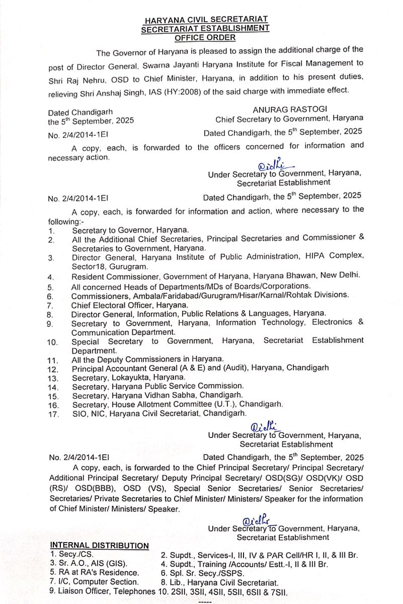 Grateful to Hon’ble Chief Minister for entrusting me with another strategic responsibility. 🙏 His vision of making Haryana a $1 Trillion economy is a constant source of inspiration and I remain committed to contributing my best towards this transformative journey.