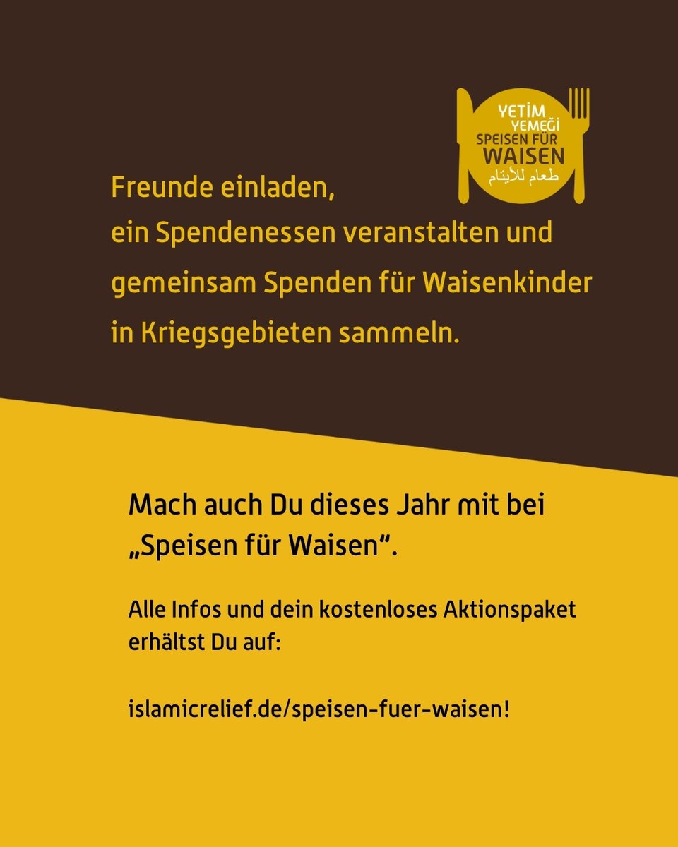 Fatima hat alles verloren: Vater, Ehemann, ein Kind. Zu Fuß flüchtete sie vor dem Krieg im Sudan. Aktuell lebt sie in einem Flüchtlingslager und ist dringend auf Hilfe angewiesen.

Mach mit bei #SpeisenfürWaisen und hilf Waisenkindern weltweit!💛
➡️bit.ly/sfw23-tw