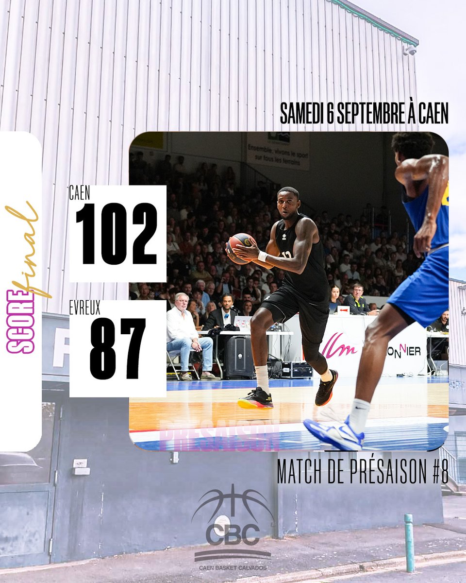 Et une victoire pour boucler la prépa !!! 🤩

Cap sur le 18 septembre, pour la grande première de la saison au Palais !!!
On compte sur vous 👏👏👏
🔖 Vos places > billetweb.fr/caen-bc-vichy

Avec un match de Coupe avant, vendredi prochain à Tours !

Go CBC 💪