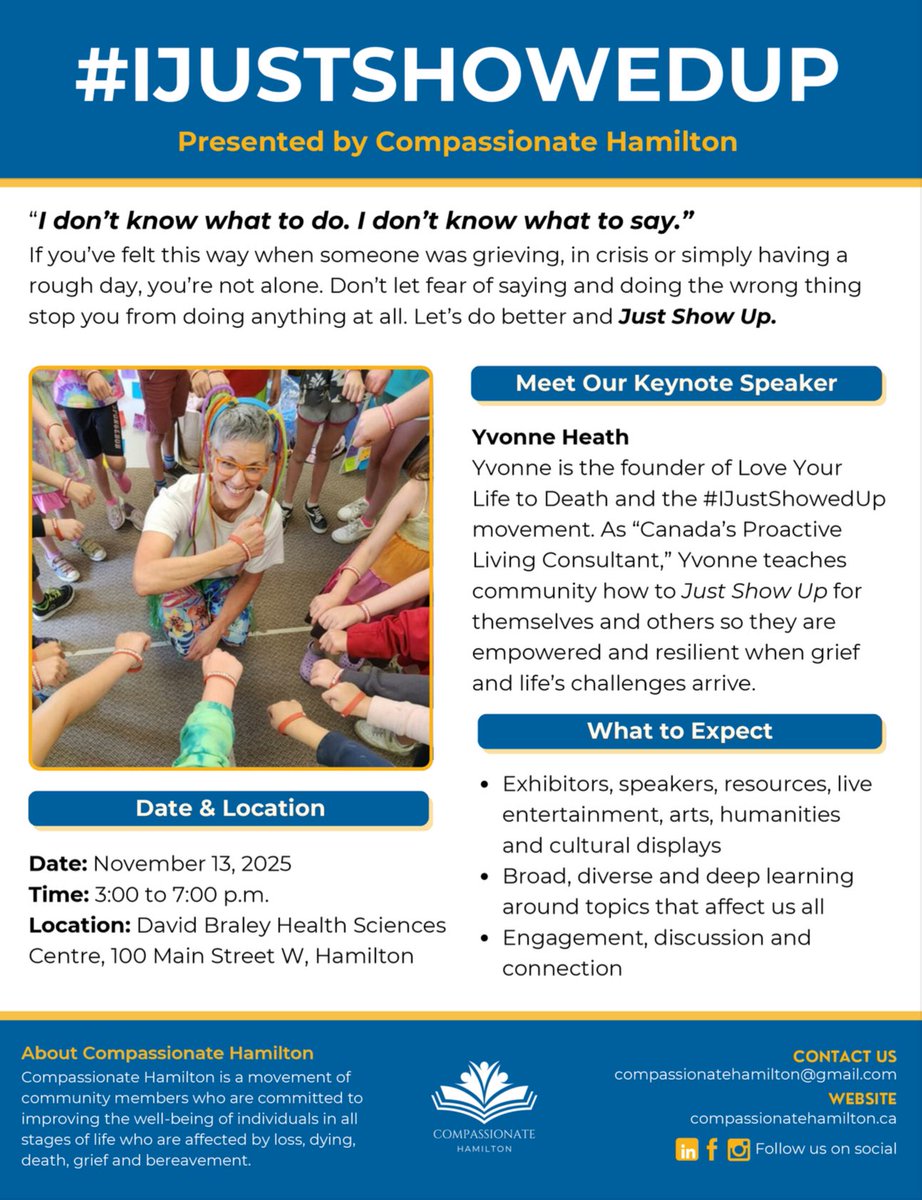 Please share 🥰

Join us for our 3rd annual event! So excited to have Yvonne join us while building community in Hamilton. Affected by loss and grief? This event is for YOU!