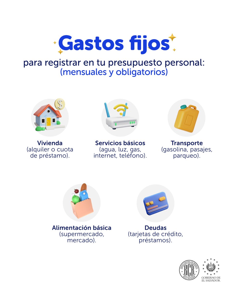 👉 Estos son los gastos que tienes que cubrir cada mes. Recuerda que, es necesario incorporar estos gastos y darles prioridad a la hora de hacer tu presupuesto. ✅