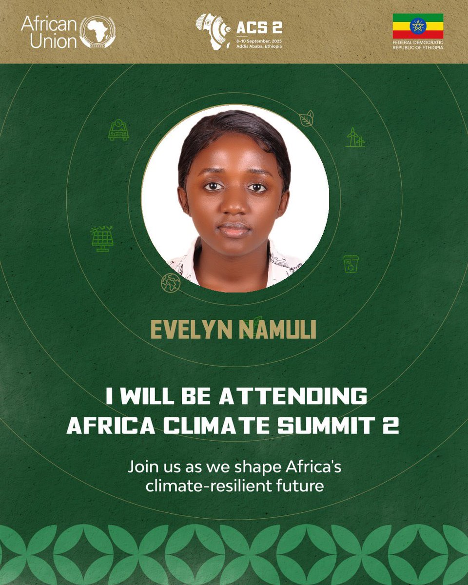 I am honored to join the 2nd Africa Climate Summit (ACS2)in Addis Ababa, Sept 8–10, 2025.Together with leaders, we push for Africa’s resilience, green growth &amp; a sustainable future.🌳💚
<a href="/ACS2ET/">Africa Climate Summit 2</a> <a href="/simonstiell/">Simon Stiell</a> <a href="/greensheikh/">الشيخ الأخضر</a> <a href="/bNATIFU/">Bob NATIFU</a> <a href="/JosephMasembe1/">Joseph Masembe</a> <a href="/LilHandsGoGreen/">Little Hands Go Green</a> #ACS2 #Agenda2063