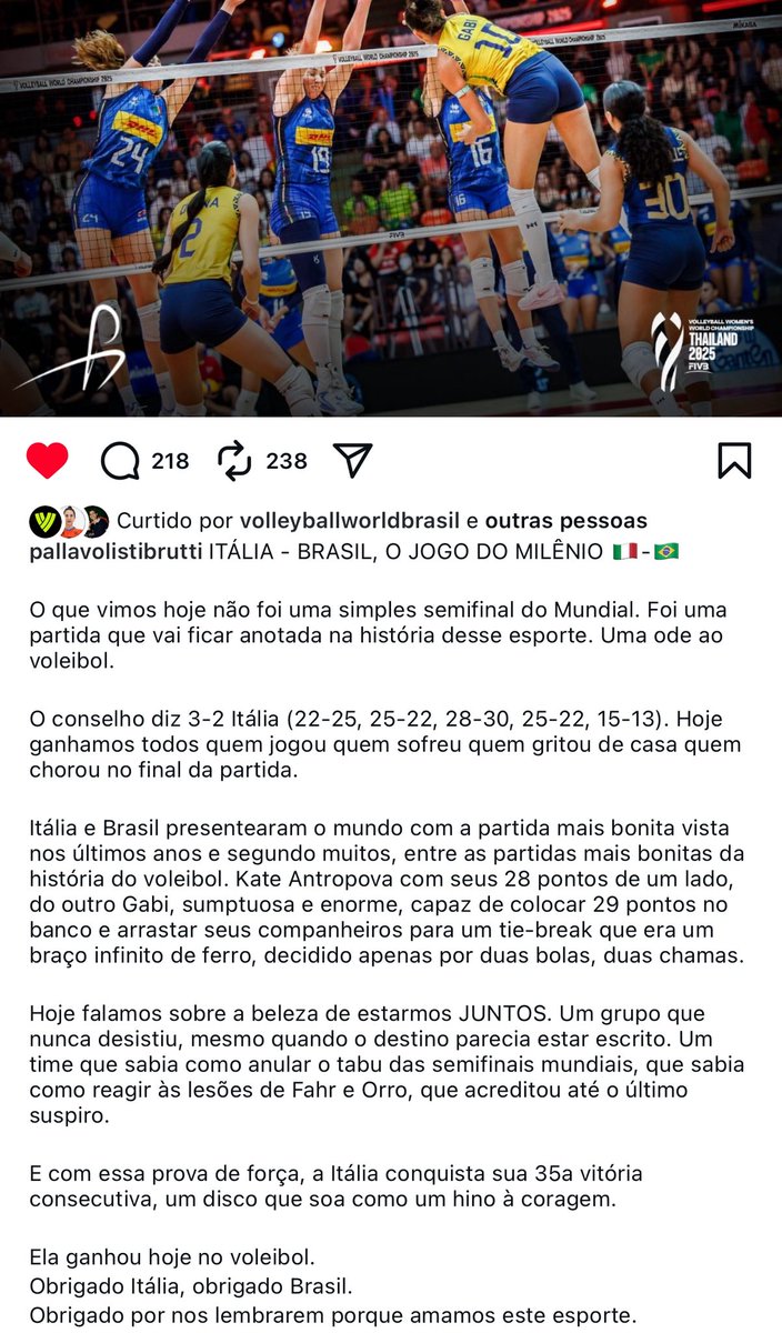 costagrandecath's tweet photo. Postagem de um dos maiores perfis de voleibol italiano sobre a partida de hoje. https://t.co/kNfwkYKUhE