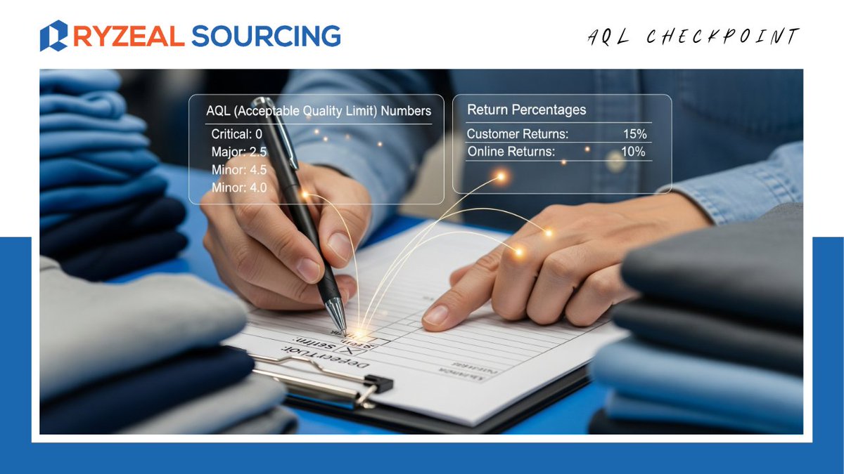 RyzealSourcing's tweet image. AQL isn’t just a number on paper.. it’s your shield against returns. 

Choosing the right level ensures fewer defective garments and happy customers. 

Even small tweaks in AQL can drastically change outcomes.

#GarmentSourcing #TextileTips #RyzealSourcing #ClothingManufacturer
