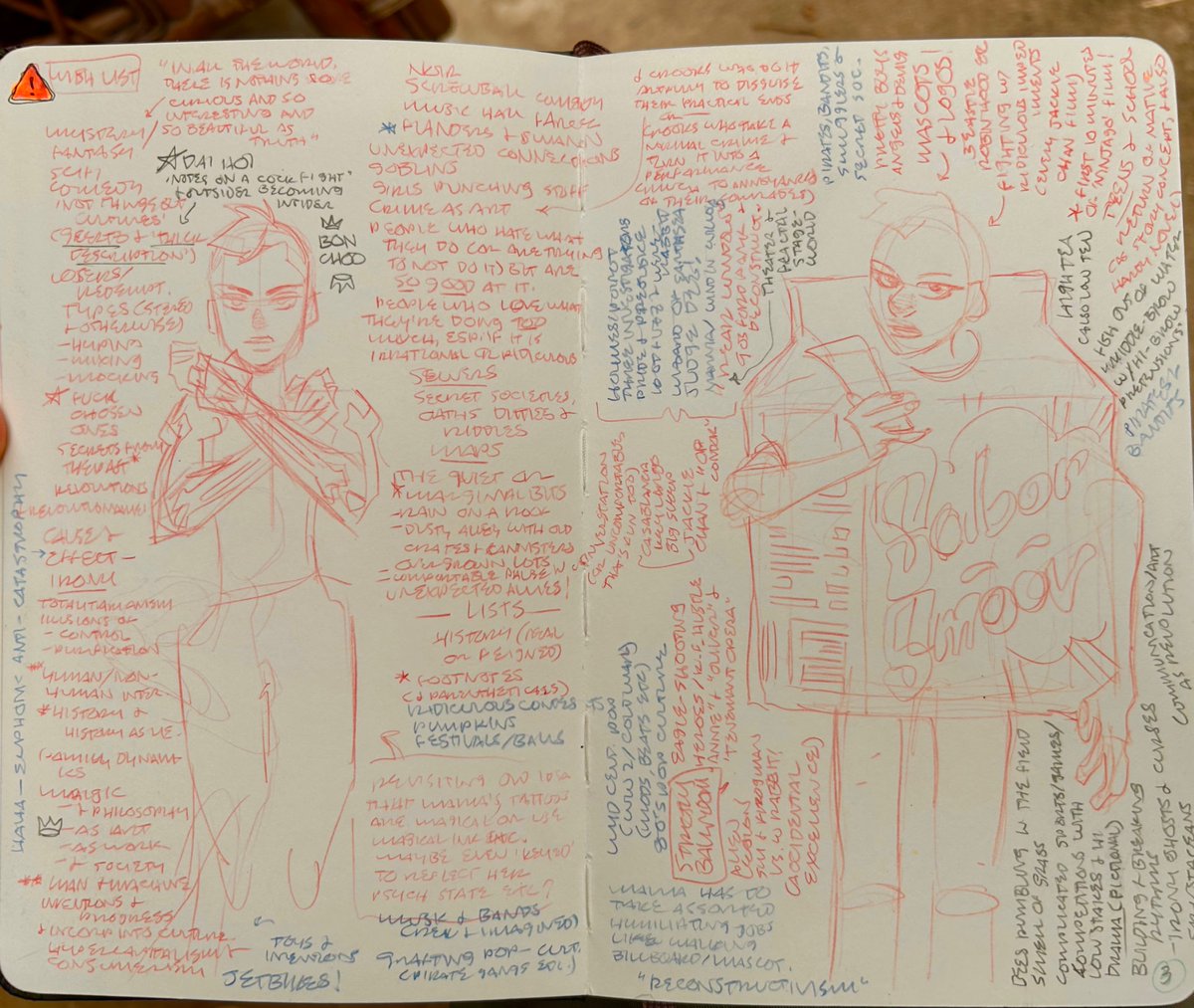 bencaldwellart's tweet photo. Putting away some old sketchbooks, here was a fun (and you would think obvious but it’s not) exercise, suggested by @JohnTruby: list everything you like and want to see and want to make. ALL OF IT. then proceed to do that.

#daredetectives
#makingcomics
#pactumserva https://t.co/MgkjUIUGLW
