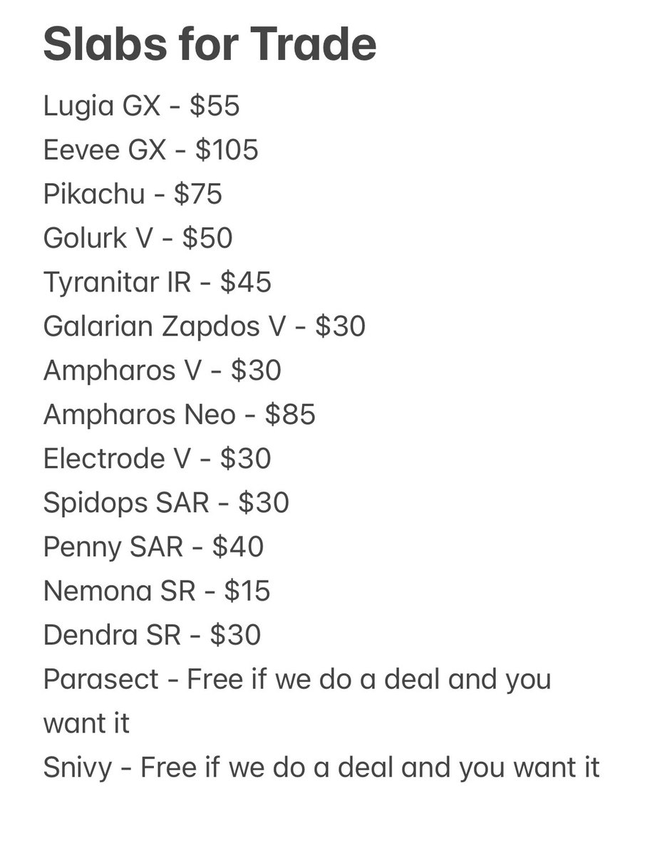 swishdiamond's tweet photo. @NewAgeCardKings Slabs and PC etb for trade
Etb $180 value
Check ISO list for Japanese trainers https://t.co/EMM9sgSbLk