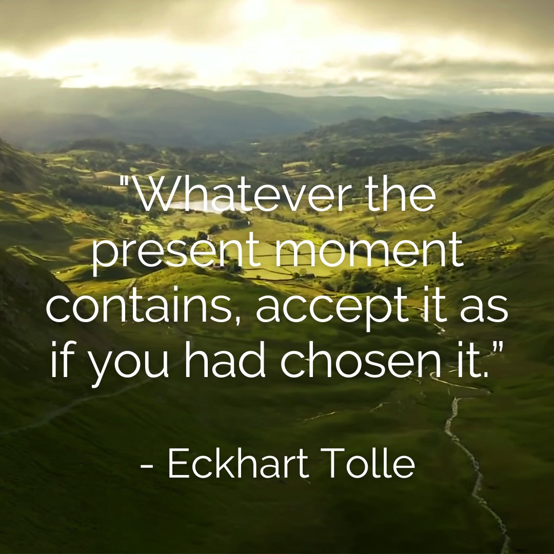 "Whatever the present moment contains, accept it as if you had chosen it.” - Eckhart Tolle