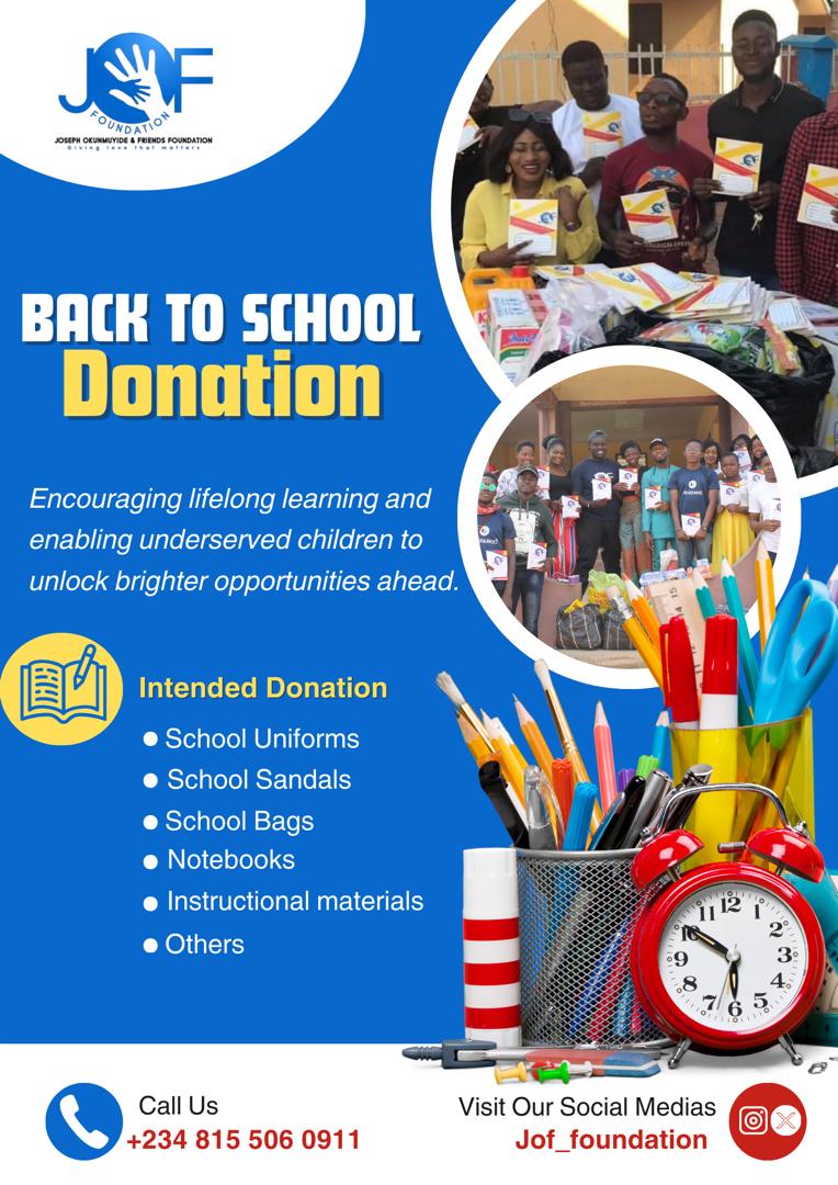 JofFoundation's tweet photo. Every child deserves the right tools to learn, dream, and succeed.💡💙

Join us as we support underserved children with school uniforms, sandals, bags, notebooks, and more — helping them unlock brighter opportunities ahead.🌟
Be a part of this movement of hope and impact. https://t.co/f8kahlGC4D