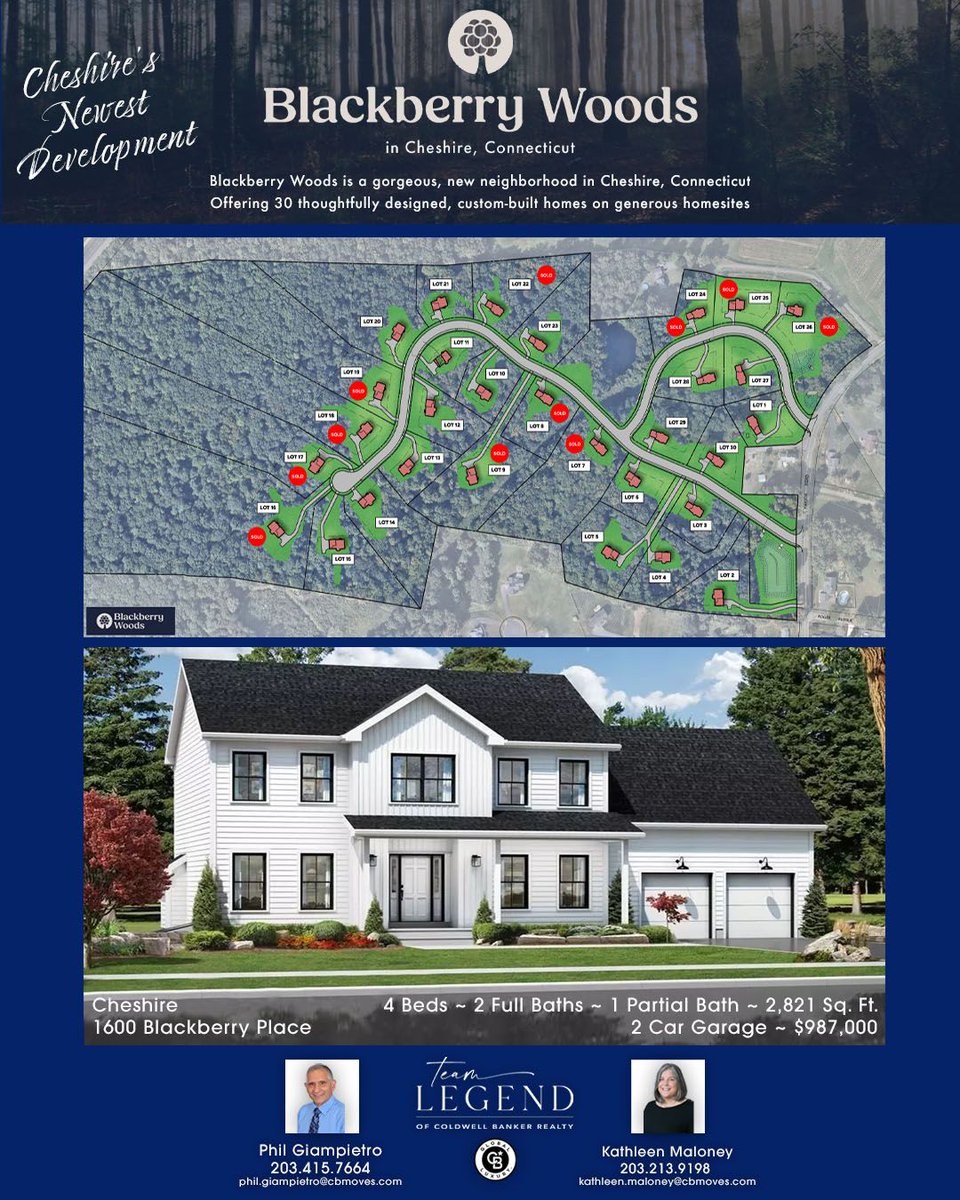 Phil Giampietro (@phil027) on Twitter photo Welcome To Blackberry Woods ~ Custom Built Homes
Team Legend
1600 Blackberry Pl Cheshire, CT 06410
4 Beds ~ 2 Full Baths ~ 1 Partial Bath ~ 2 Car Garage ~ $987,000
Visit the listing bit.ly/3E9thoY
Call or text me at 203-415-7664
Email: Phil.Giampietro@CBmoves.com Welcome To Blackberry Woods ~ Custom Built Homes
Team Legend
1600 Blackberry Pl Cheshire, CT 06410
4 Beds ~ 2 Full Baths ~ 1 Partial Bath ~ 2 Car Garage ~ $987,000
Visit the listing bit.ly/3E9thoY
Call or text me at 203-415-7664
Email: Phil.Giampietro@CBmoves.com