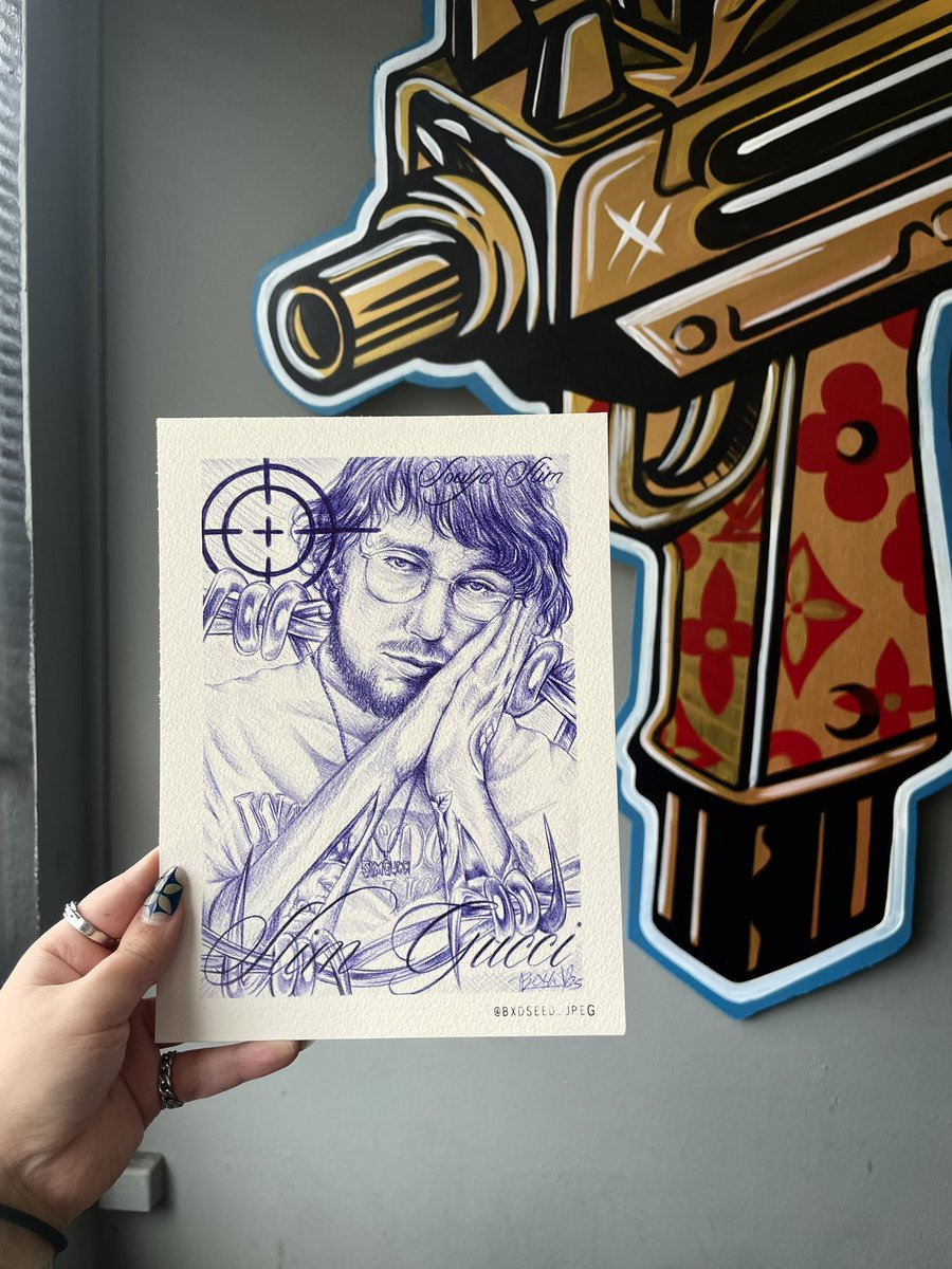 BxdSeedTattoos's tweet photo. A new addition to my mini series of ballpoint pen portraits 🫶🏻 @slimgucci59 - Early morning drive by 💗 https://t.co/MIemjI9bYn