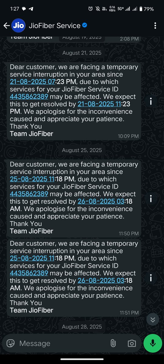 Pavan1534's tweet photo. Hi @JioCare @reliancejio @_MukeshAmbani
I am a loyal Jio customer for the past 7 years and currently hold two Jio Fiber connections the problematic connection in Chennai.For the past 15 days, the Chennai connection has been severely unreliable service 
I await your urgent respons https://t.co/rcLvk4T74n