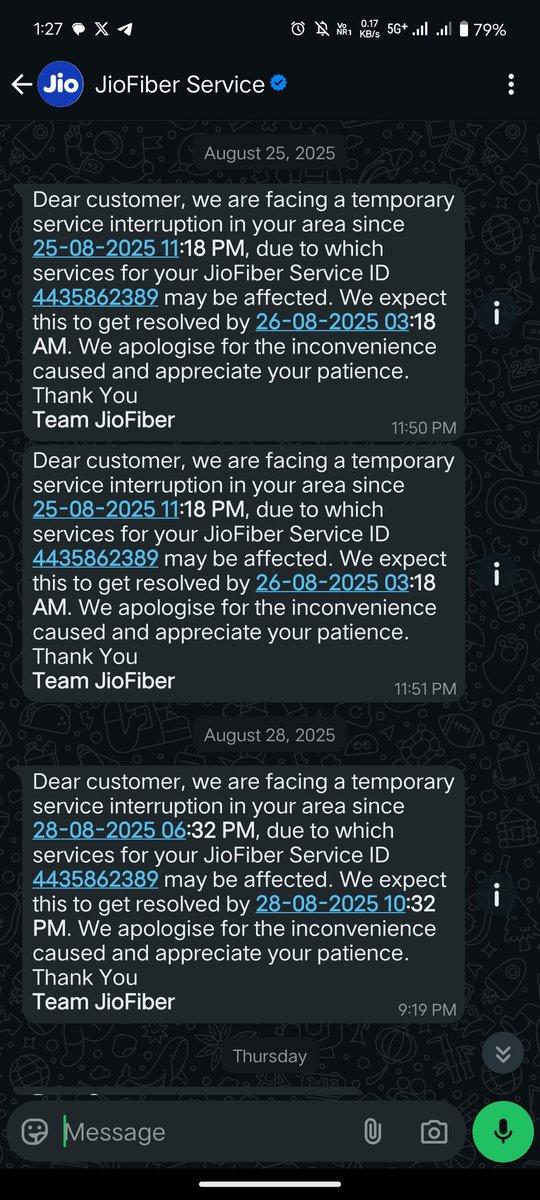Pavan1534's tweet photo. Hi @JioCare @reliancejio @_MukeshAmbani
I am a loyal Jio customer for the past 7 years and currently hold two Jio Fiber connections the problematic connection in Chennai.For the past 15 days, the Chennai connection has been severely unreliable service 
I await your urgent respons https://t.co/rcLvk4T74n