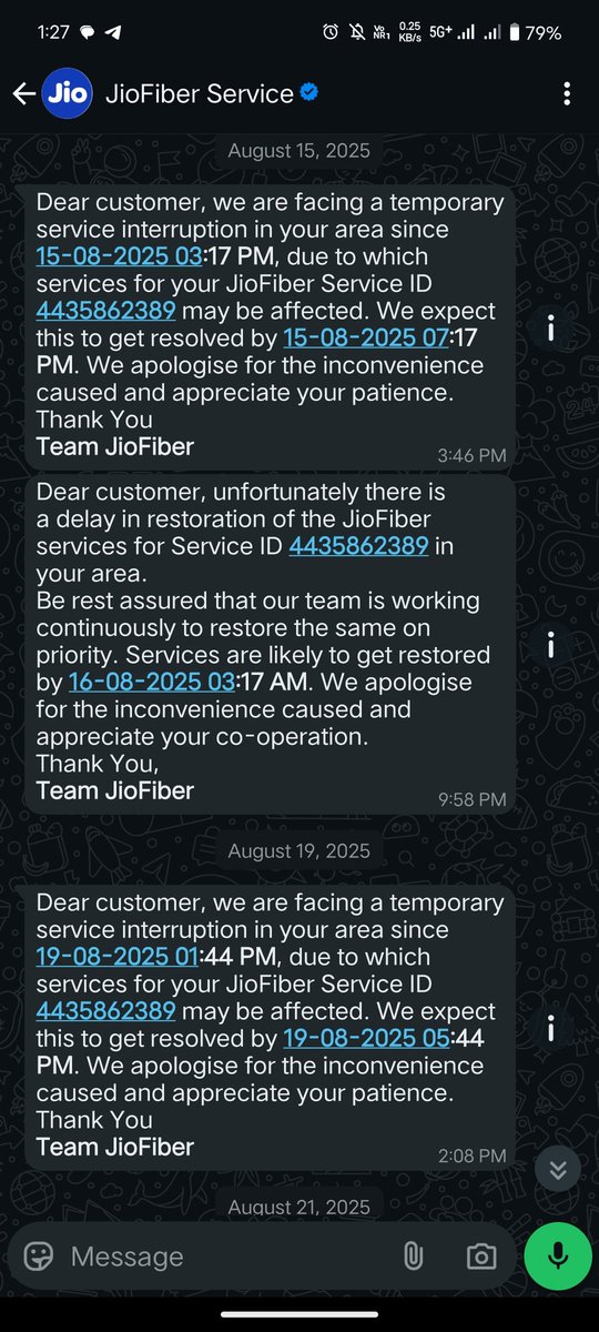 Pavan1534's tweet photo. Hi @JioCare @reliancejio @_MukeshAmbani
I am a loyal Jio customer for the past 7 years and currently hold two Jio Fiber connections the problematic connection in Chennai.For the past 15 days, the Chennai connection has been severely unreliable service 
I await your urgent respons https://t.co/rcLvk4T74n