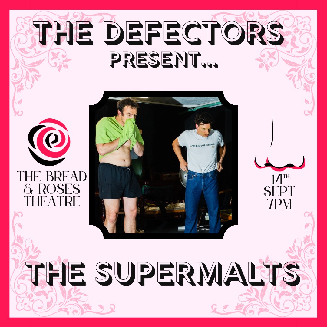 <a href="/BreadandRosesTC/">The Bread & Roses Theatre</a> Announcing our next act for September, it's The Supermalts! 

Carlos Sandin and Fred Newnes are the SUPERMALTS. These two humble hombres continue blending up their unique improv and clown smoothie. Expect fun, chaos and sheer stupidity! 

Tickets: app.lineupnow.com/event/the-defe… 🎟️