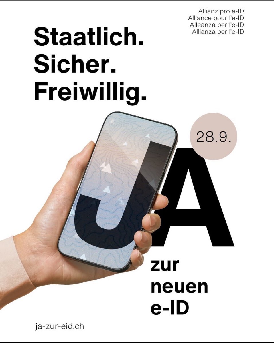 MichaelFaeh's tweet image. Wer vernünftig und zukunftsorientiert ist sagt mit Überzeugung JA zur Schweizer e-ID. Freiwillig, sicher, top Technologie und bereit die Schweiz in der dringend nötigen Digitalisierung weiter zu bringen #eID