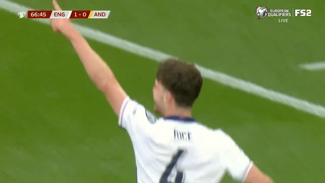 Declan Rice heads it home to give England a 2-0 lead over Andorra 👏