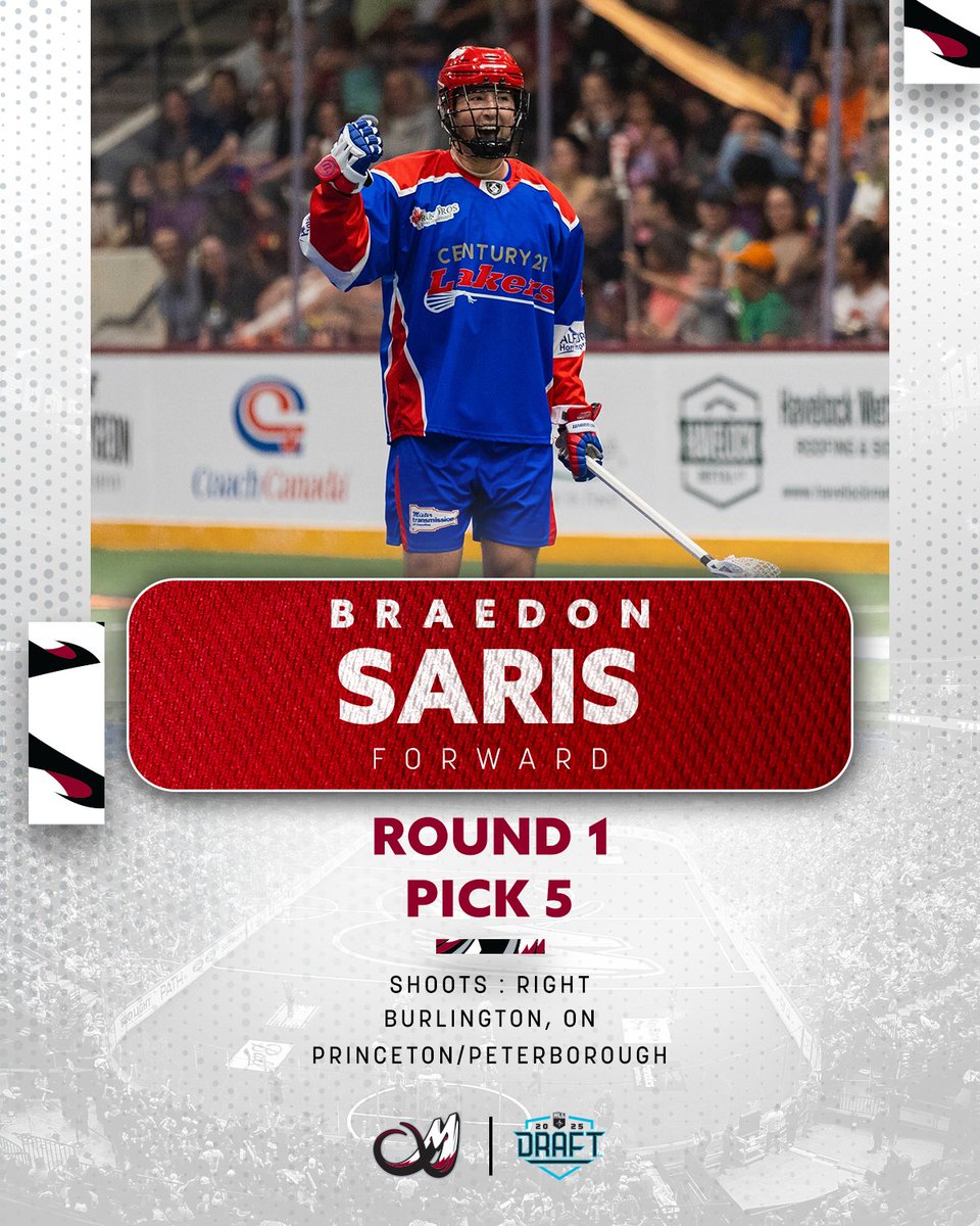 MammothLax's tweet image. Our first pick of the 2025 NLL Entry Draft, going 5th overall…Braedon Saris 👏