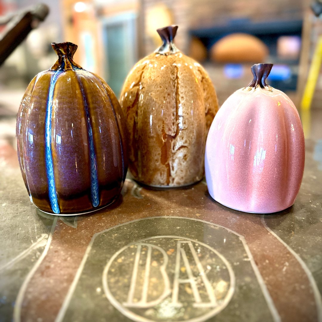 We are super excited about our new neighbor, Isaac Shue at Gallery Mostaza. Next Saturday, September 13, Isaac and his team will be hosting their first Ceramic Pumpkin Patch since moving to Newton. So pick up a ceramic pumpkin between 9 AM and 3 PM and then come get some pizza!