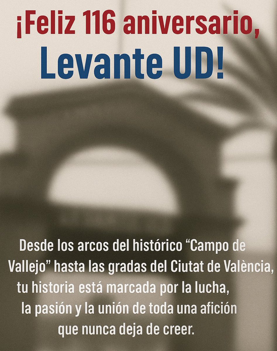 Ya que no lo sube (otra vez) mi querido <a href="/LevanteUD/">Levante UD</a> , lo subo yo.

Feliz 116 cumpleaños al club de mi vida y de mis amores, por toda una vida sufriendo y disfrutando💙❤️🐸.