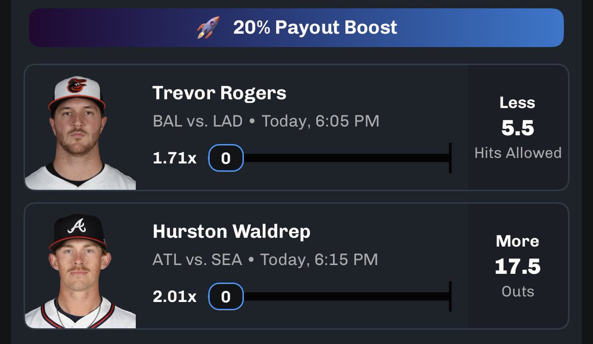 Double Play (9/6):

💰 $50 to a follower who likes &amp; shares if this hits!

Make sure you open your CB packs! Got this nice 20% on mine today 🔥

⚾️ Trevor Rogers u5.5 HA #BirdLand
⚾️ Hurston Waldrep o17.5 Outs #BravesCountry

Use code TONYS for a free $20 when you sign up at