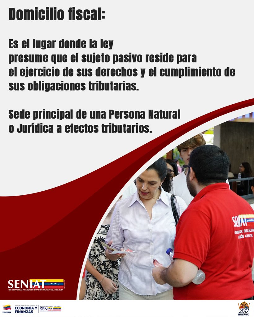 El domicilio fiscal es la dirección oficial de una Persona Natural o Jurídica a efectos tributarios. ¡Verifica que tu RIF tenga la información correcta! 🇻🇪❤️

#DomicilioFiscal #RIF #CumplimientoTributario #Seniat