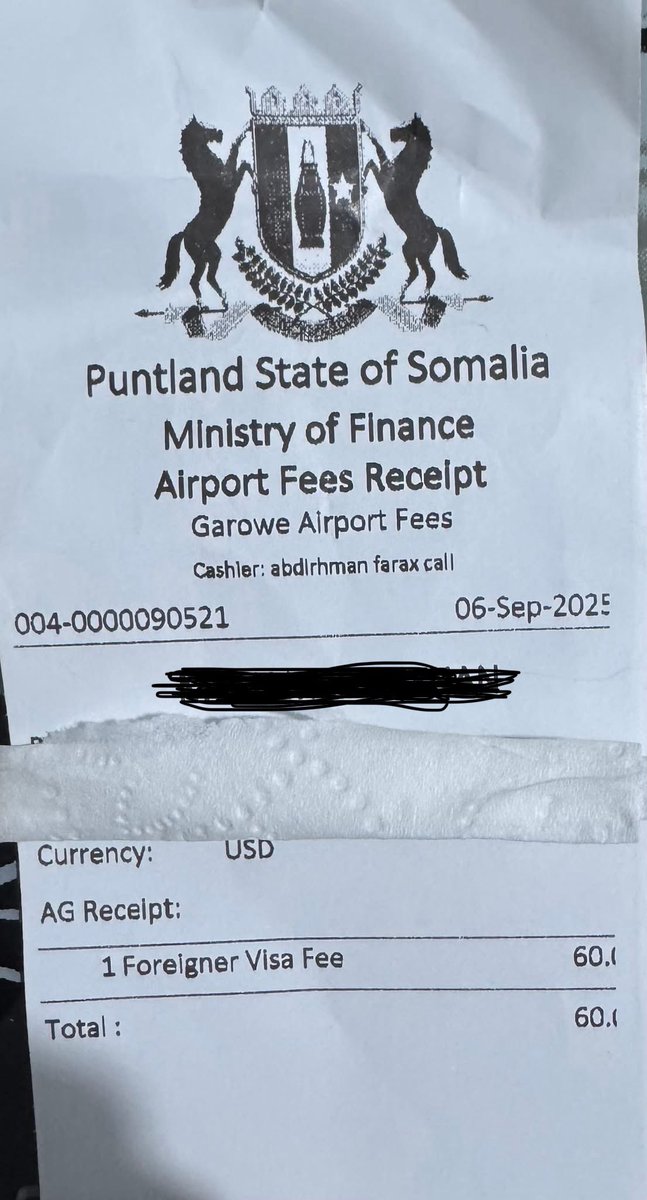 Samow_ishaq's tweet image. The Federal Government of Somalia now requires online visa applications. The fee is $64. Without this visa, you cannot travel. Airlines refuse passengers without it.

I applied, paid, and received my visa. But when I landed in Garowe this morning, immigration demanded another