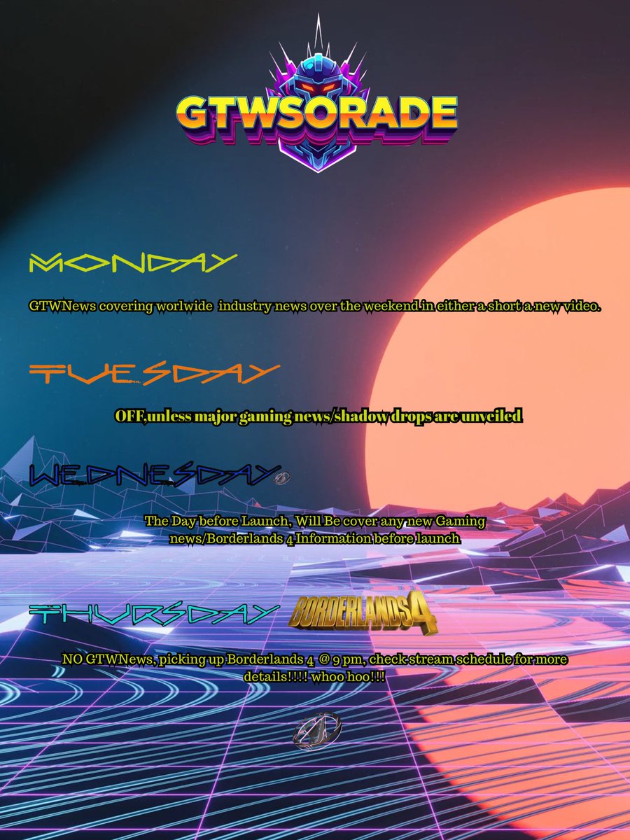 GTWNews schedule this week!! 
•Stream schedule will release Sunday! #news #GamingNews