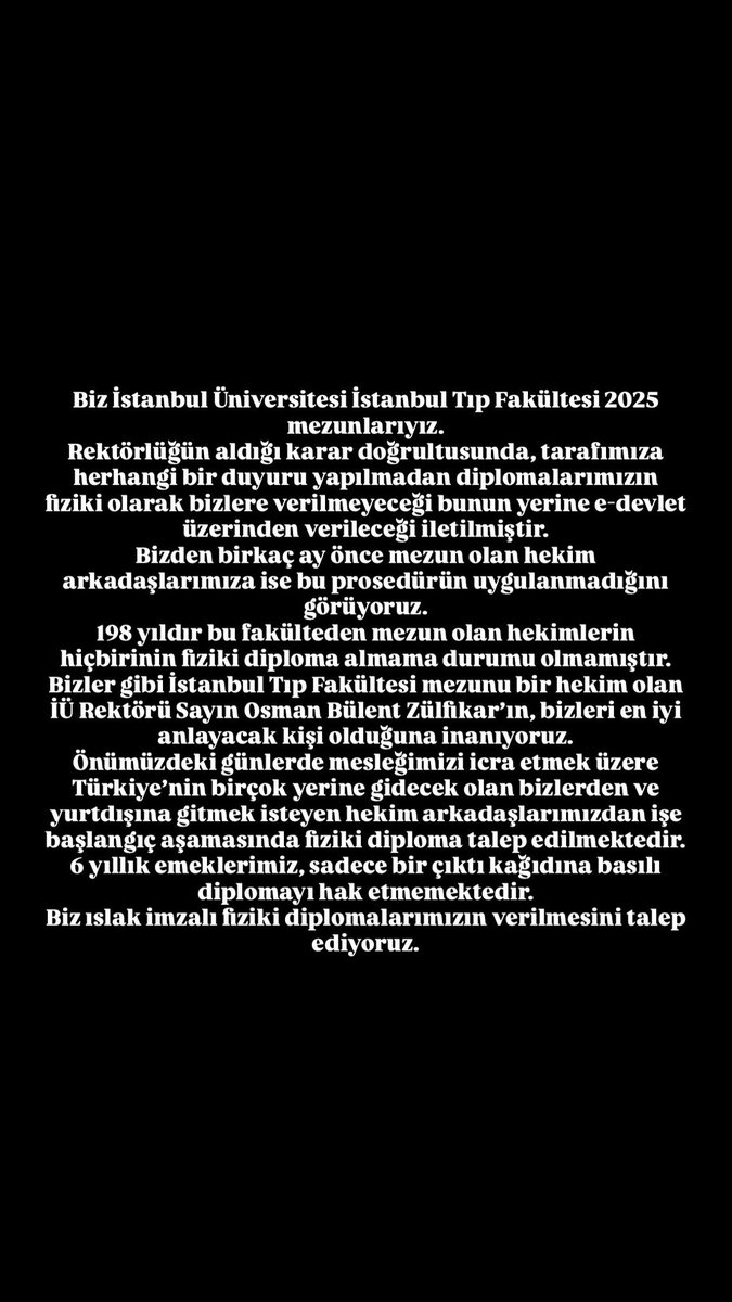 İstanbul Tıp Fakültesi 2025 Mezunları olarak diplomalarımızı fiziki olarak talep ediyoruz.
#itfdiplomaistiyor
#iudiplomaistiyor