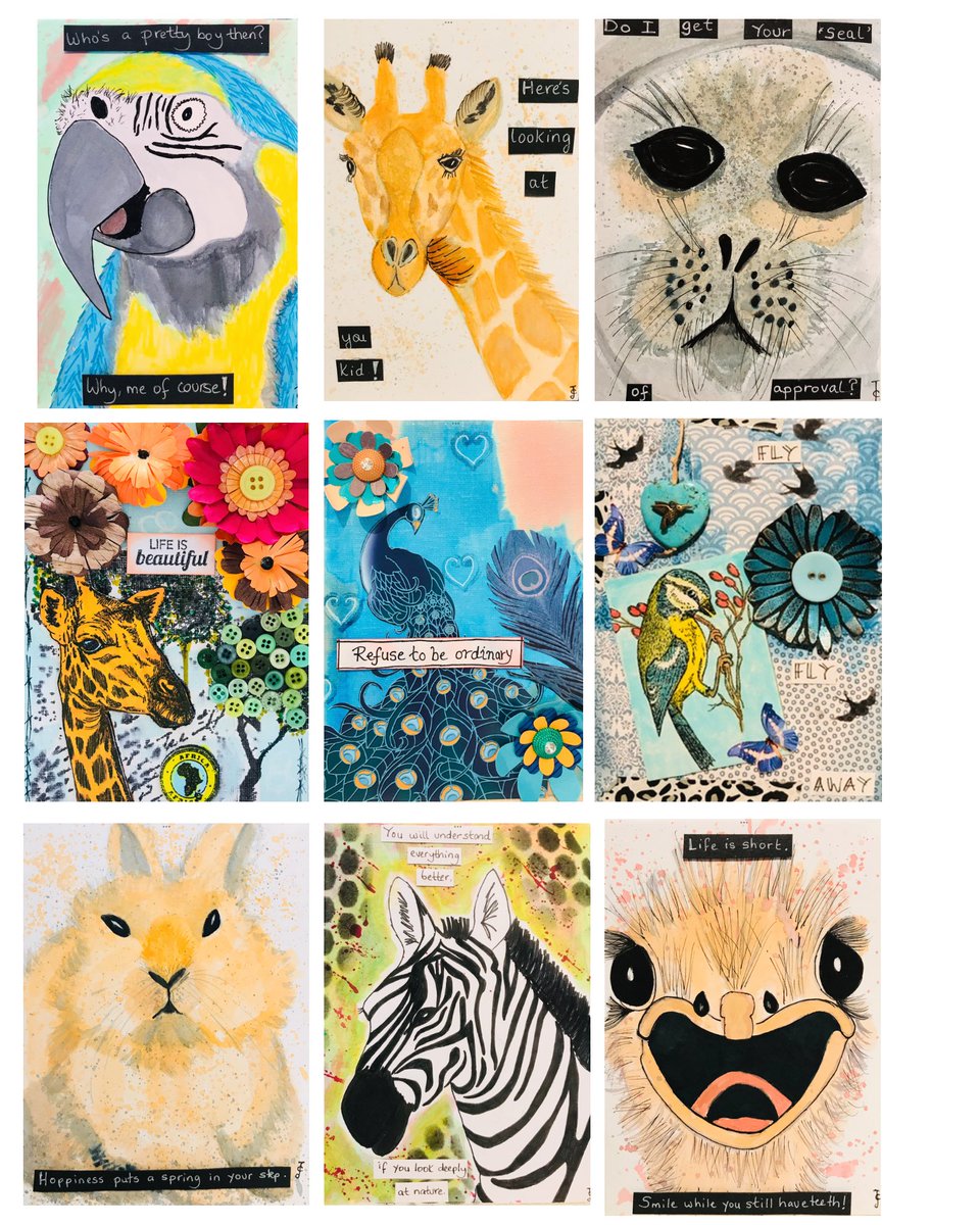 Yes, it's true - I do love colour  but I also love animals too! 
#mixedmedia #art #animals