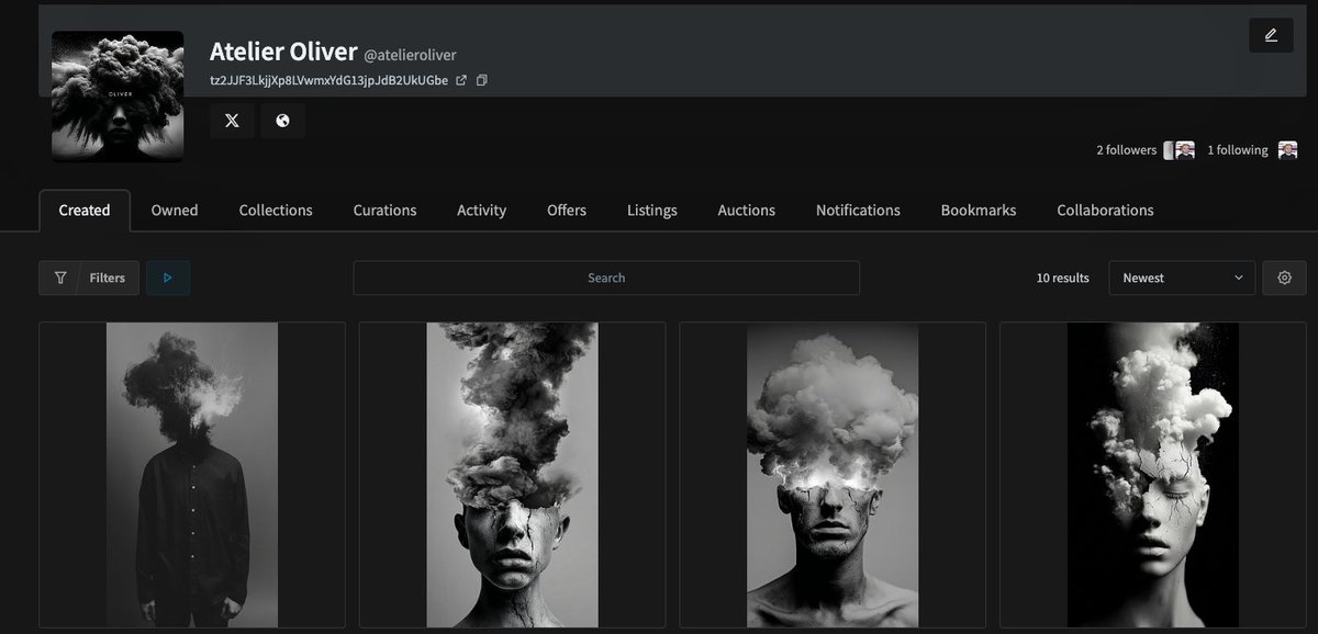 Une nouvelle page s’ouvre dans mon atelier

Ma dernière collection Silent Scars sur objkt.com
J’ai voulu créer quelque chose de différent, d’intense.

Une collection émotionnelle.

Elle invite à réfléchir, ressentir, et peut-être se reconnaître.

1/2