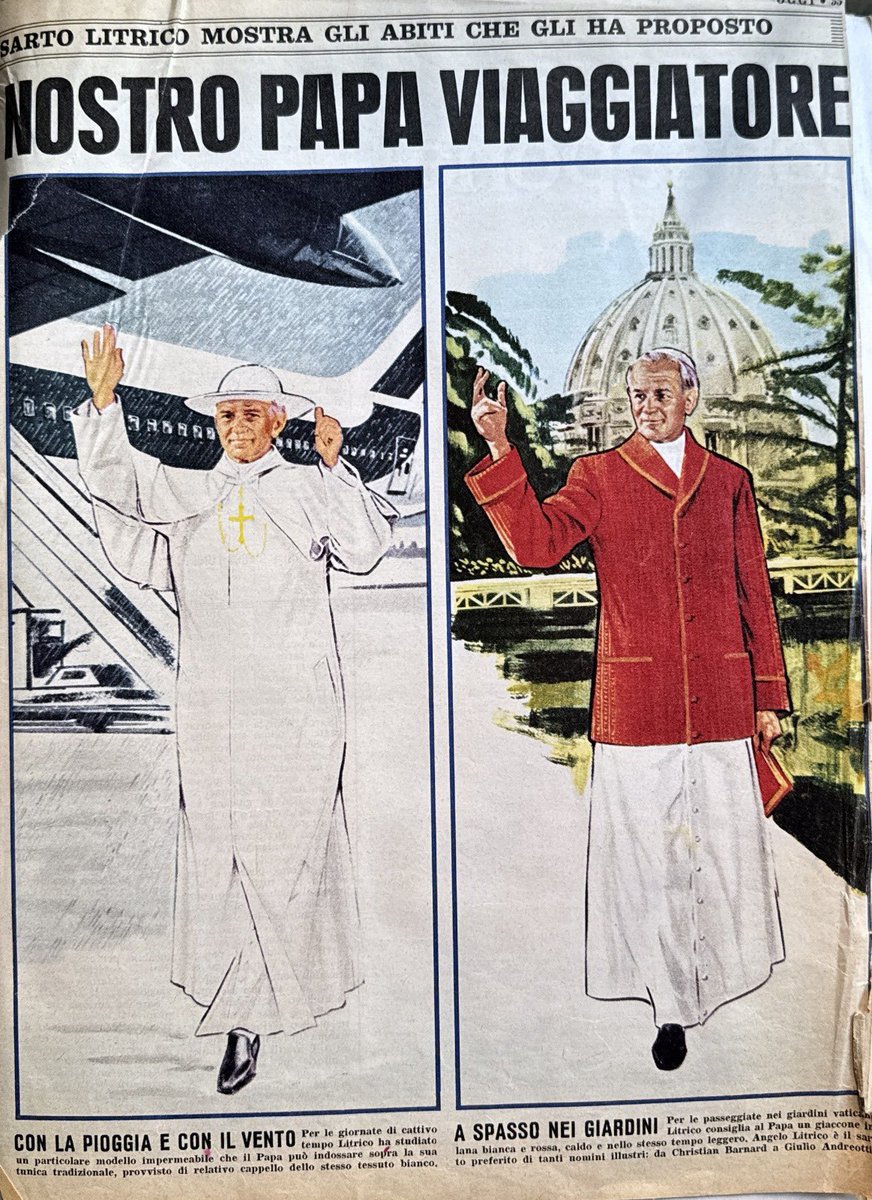 📸 Flashback, 1979.
Mentre Giovanni Paolo II vola in Messico, il famoso sarto Angelo Litrico mostra gli abiti che gli ha proposto.
La Sartoria Litrico presenta la sua collezione più insolita: un guardaroba pensato per Papa Wojtyła, da poco eletto e già instancabile viaggiatore.