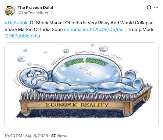 DIIBubbleIndia's tweet photo. #DIIBubble Of Stock Market Of India Is Very Risky And Would Collapse Share Market Of India Soon https://t.co/5R8DquoxBe. Trump Modi https://t.co/70cZn7RGV5