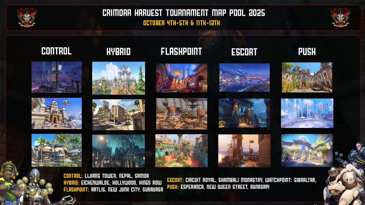 It is just us? Or does this selection of hybrid maps look reeeeeeal suspicious 🤔😏🎃

What do you think? It’s probably normal right?
#Overwatch2 #Crimdra #ItsATrick