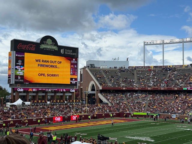 Meanwhile, they ran out of fireworks at Minnesota