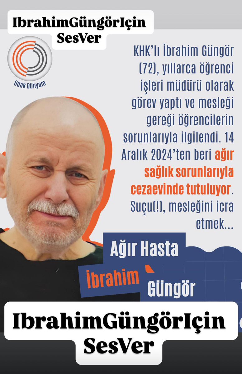 naftalanjaa's tweet photo. İbrahim Güngör ağır hasta, Alzheimer, denge sorunu yaşıyor, beyninde şant var, sondaya bağlı.
Böyle birini cezaevine geri göndermek insanlık dışıdır!

IbrahimGüngörIçin SesVer https://t.co/hZUeykQG7e