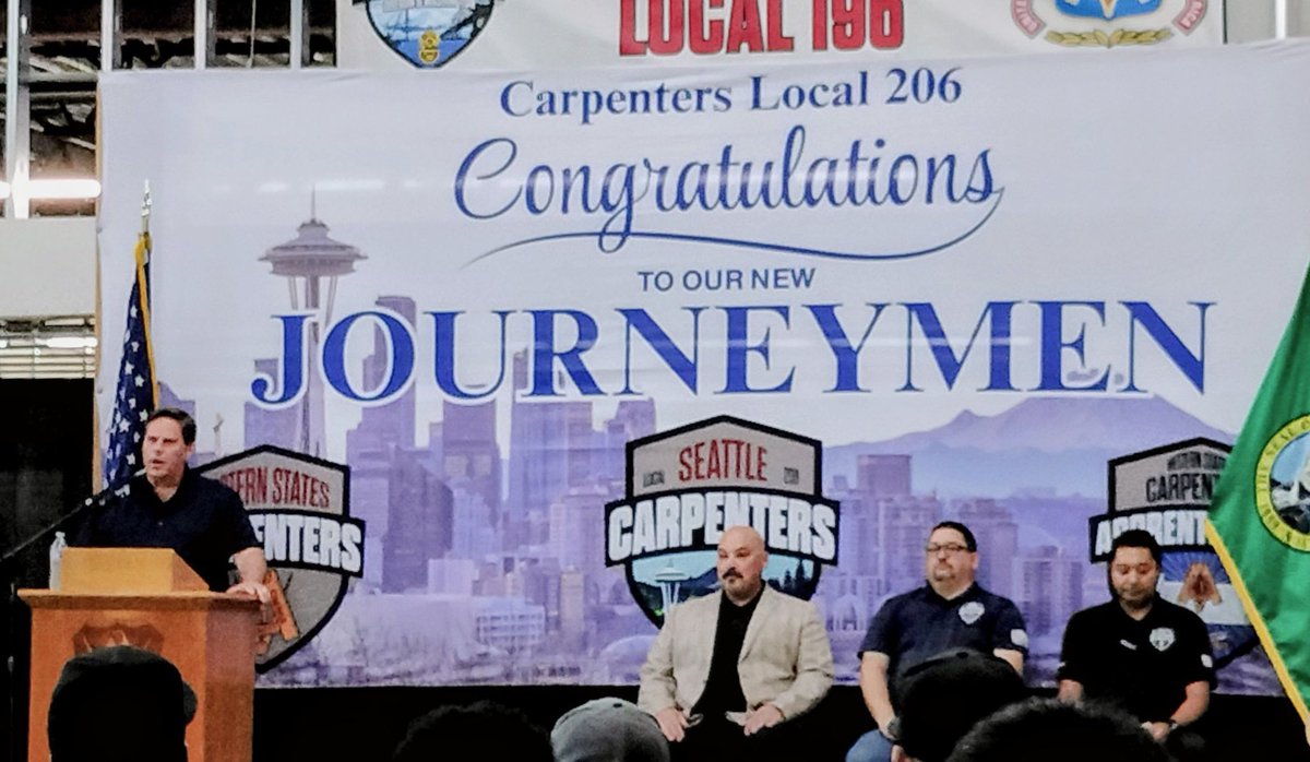 JimFerrellMayor's tweet photo. I was honored to attend and speak at the Carpenters Local 206 graduation as these apprentices became new journeymen. Congratulations to each graduate, your skill and dedication build our homes, businesses, community! https://t.co/WfQ2d24y6Q