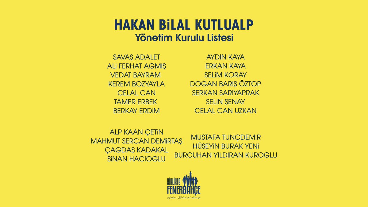 Beni Yönetim Kurulu listesine layık gören Başkanımız Sayın Hakan Bilal Kutlualp’e sonsuz teşekkürlerimi sunuyorum.
Birlikte başaracağız. <a href="/hbkhbk/">Hakan Bilal Kutlualp</a>  <a href="/birliktefb/">Birlikte Fenerbahçe</a>