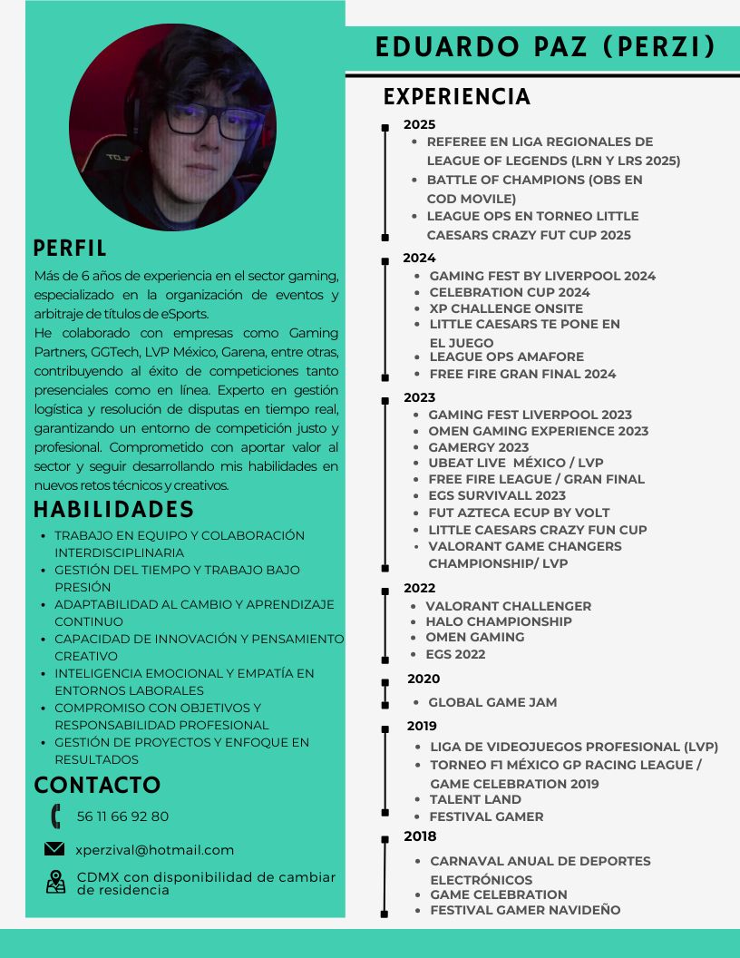 xPerzi's tweet photo. Hola a todos.

Actualmente me encuentro en búsqueda de nuevas oportunidades laborales, especialmente en roles de referee, league ops o player support.
Experiencia en LVP, Gaming Partners, CGTech, Liga ACE, entre otras mas.
Quiero seguir creciendo personal y laboralmente.
Gracias https://t.co/uWopKOKpVZ