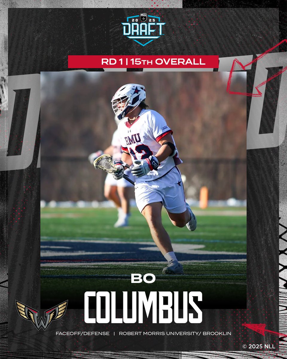 NLLwings's tweet image. With the 15th selection in the 2025 Entry Draft, the Philadelphia Wings select Bo Columbus 🔥
#WingsLax