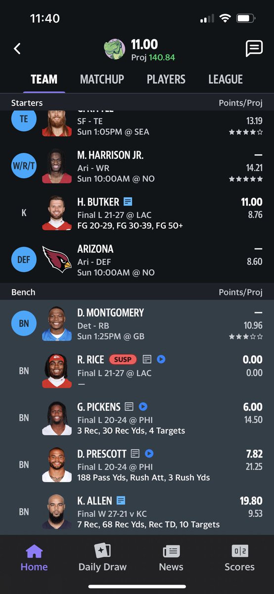 PROPARACHI's tweet photo. 🔥Started Brock Purdy!
👀 Dak 7.82 Fantasy Pts
⚡️Stacked At WR, didn’t even look to start K.Allen
#NFL #Yahoo #FantasyFootball #StartEm #Gambling𝕏 #GamblingTwitter https://t.co/vbp0Ro2u3j