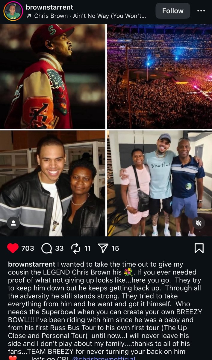 rozaaylove's tweet photo. Chris Brown’s cousin with a sweet message we love to see it 🥺🥺🥺💕💕 https://t.co/N67MB3g4SG
