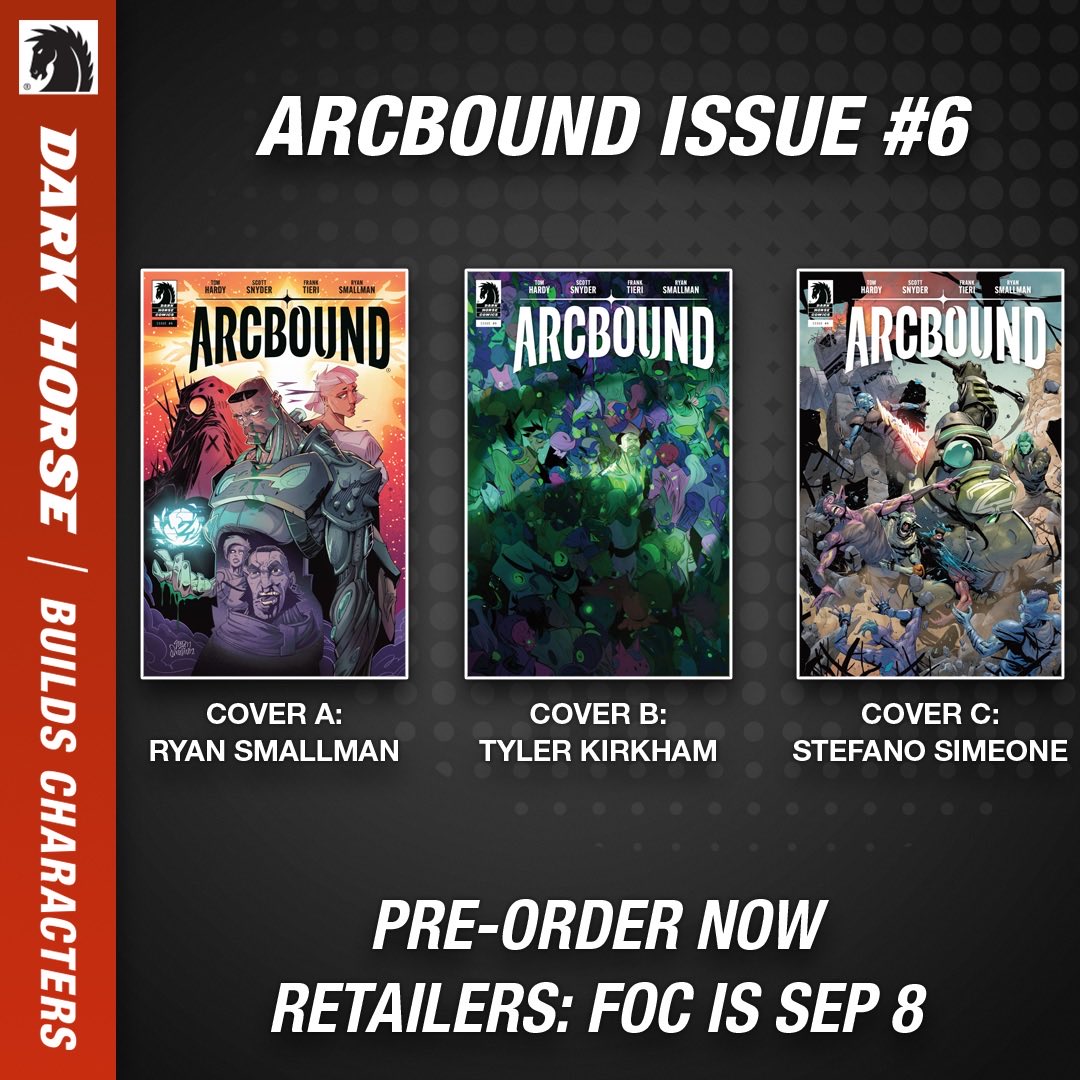 DarkHorseComics's tweet image. Arcbound issue #6 by @Ssnyder1835, @FrankTieri, @ryansmallman, @frankhorlw, Buddy Beaudoin. With @Arcbound and actor Tom Hardy. With covers from Smallman, @TylerKirkhamArt, @stefano_simeone: bit.ly/41DZBJo