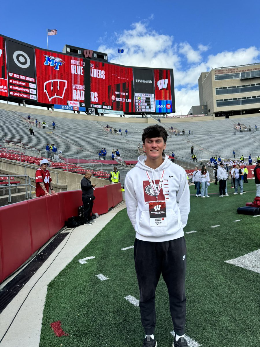 Grateful for this opportunity I had a great time thank you @uwgrantand and <a href="/BadgerFootball/">Wisconsin Football</a> 🦡🔴⚪️
