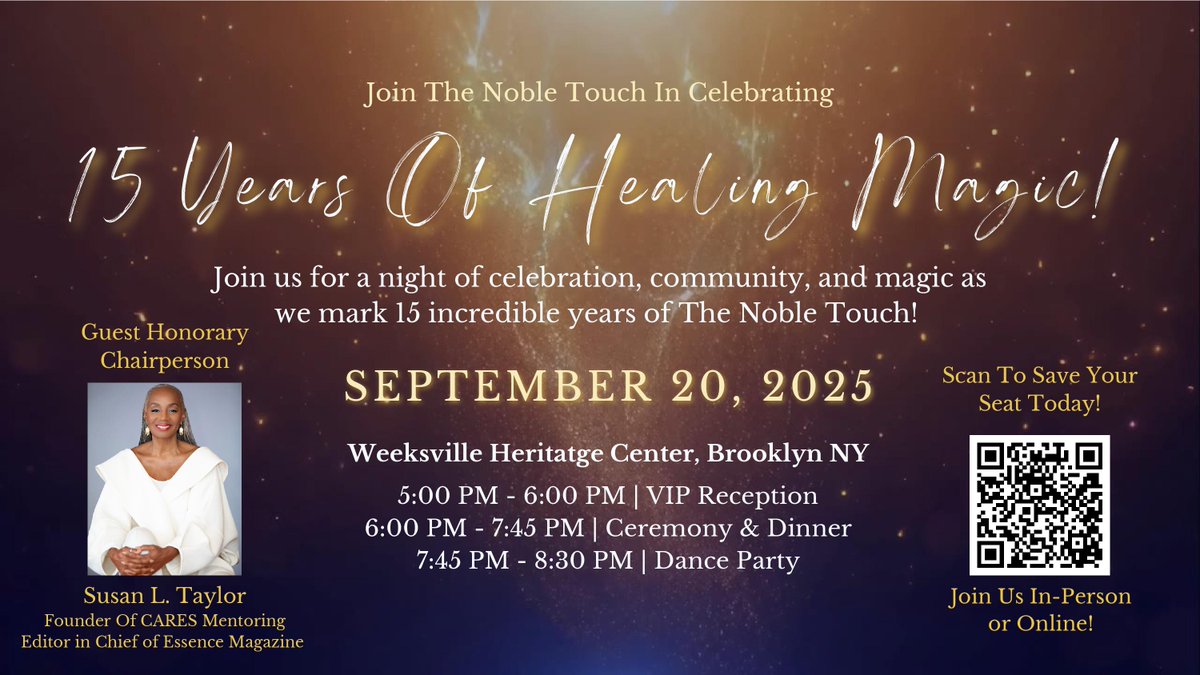 africanholistic's tweet photo. Hope you can attend this amazing fundraiser, honoring community healers on Sept 20 by The Noble Touch.  You can merely scan the QR Code to grab your tix. !!  Hope you can attend! https://t.co/DZ6FNbzY3l