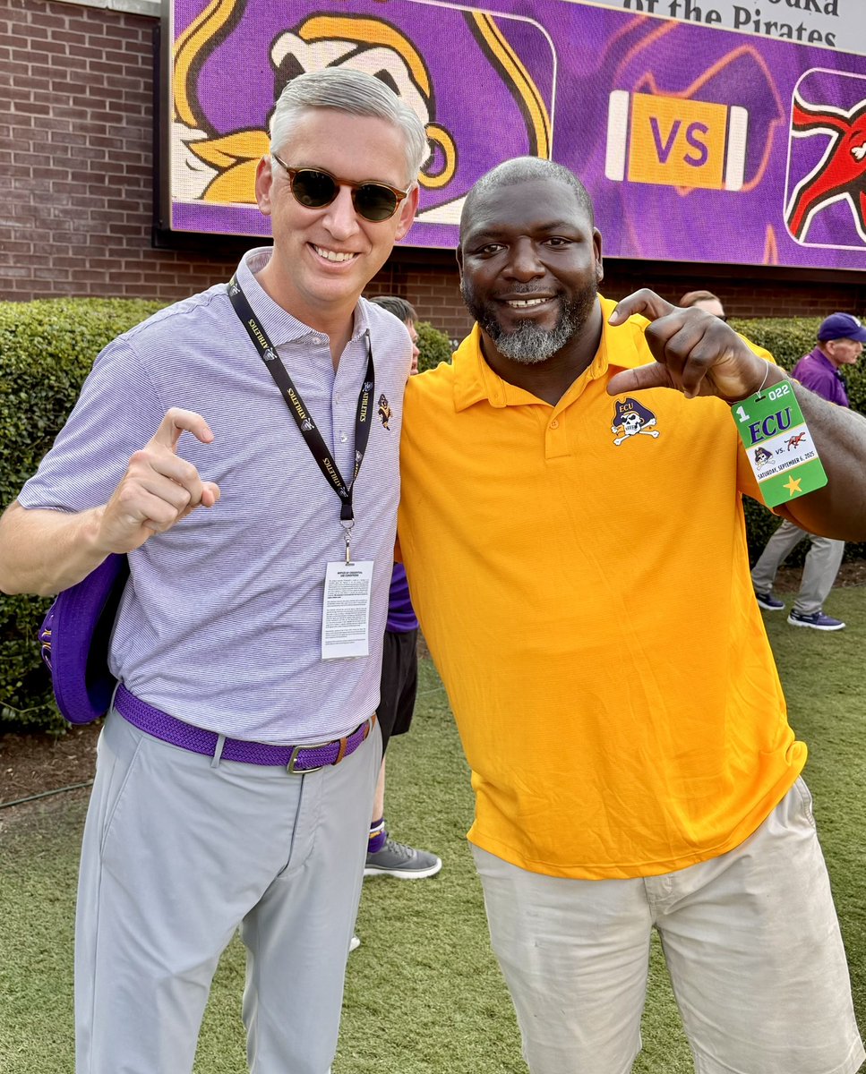 What a great day to be a #Pirate! 🏈 

I’ve had a blast so far at the first home football game of the season, and catching up with my friend and #ECU alum, Vonta Leach. 🏴‍☠️