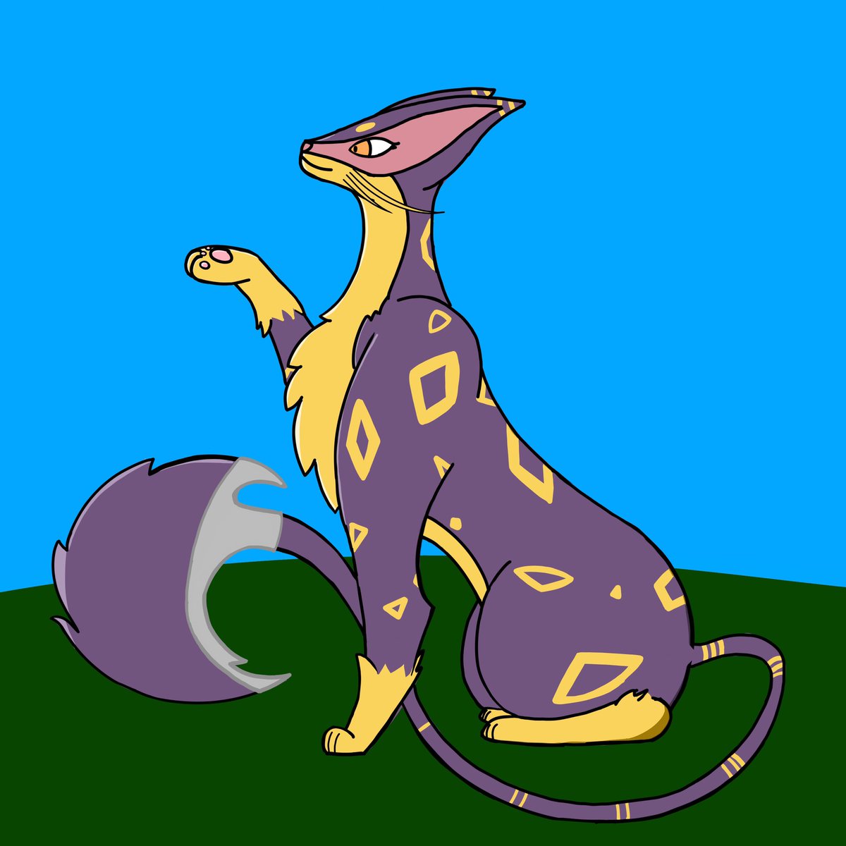 Another character I made, this time a long tailed liepard with a blade on the tail, still trying to figure the rest of them out