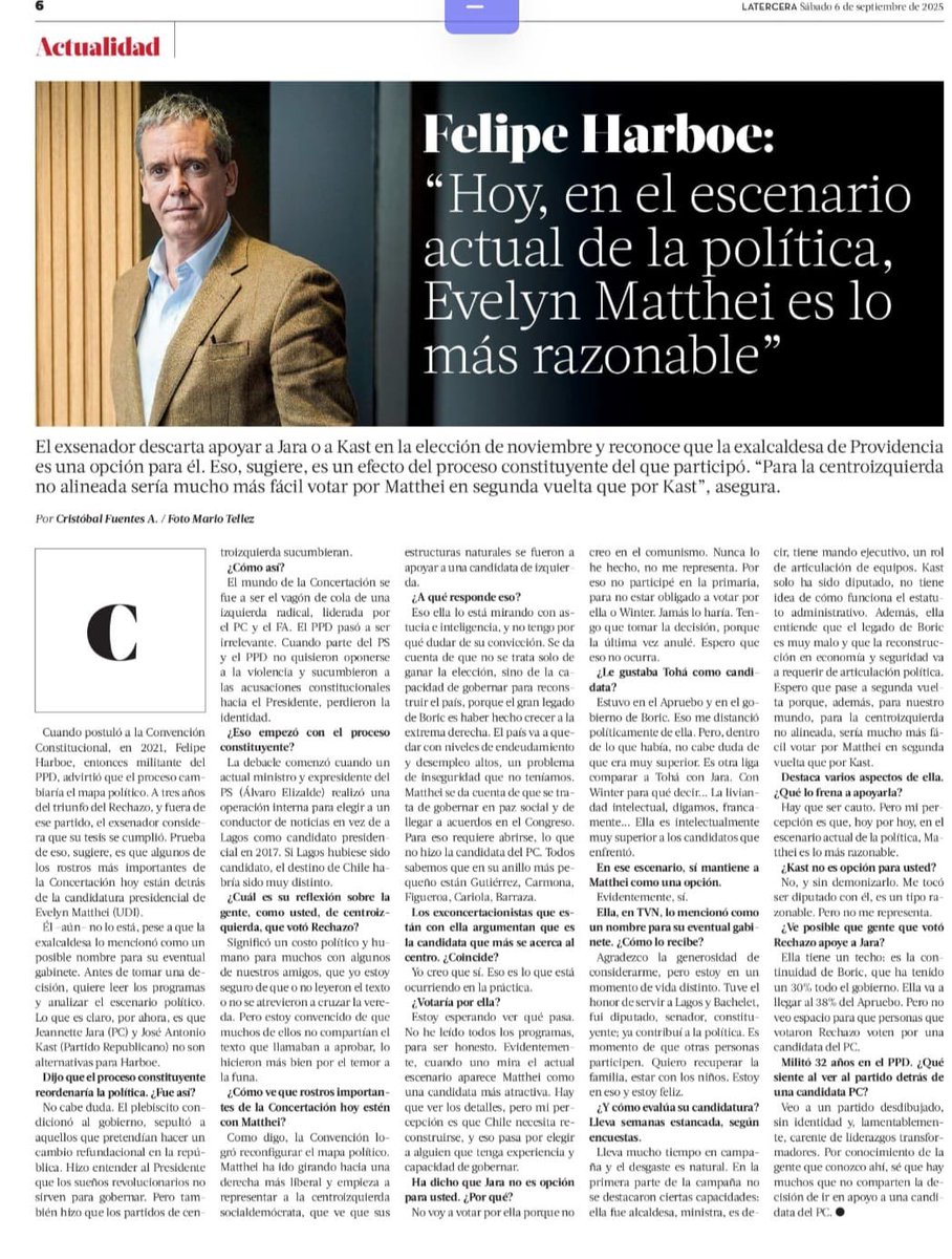 Estoy seguro que esta profunda reflexión de <a href="/felipeharboe/">Felipe Harboe B</a> será compartida por una centroizquierda social demócrata y liberal que jamás votará por los extremos, que sí siente orgullo de los gobiernos de la Concertación. Felipe levantó la voz contra la propuesta refundacional desde