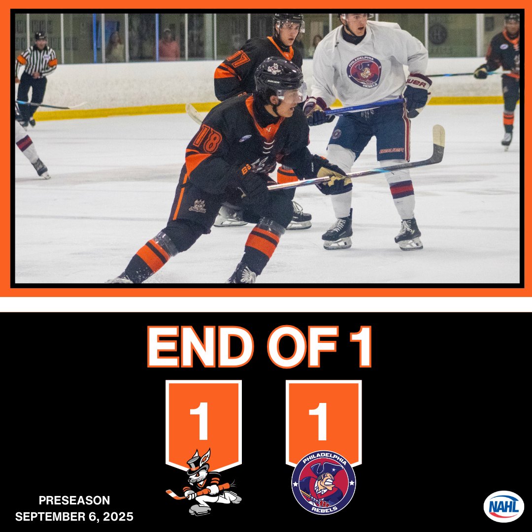After one period of play...

Medved credited with the Tricks goal.
